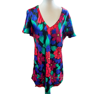 Barbizon Bright‎ Mini Dress V Neck Lightweight Flutter Sleeves Fits Large